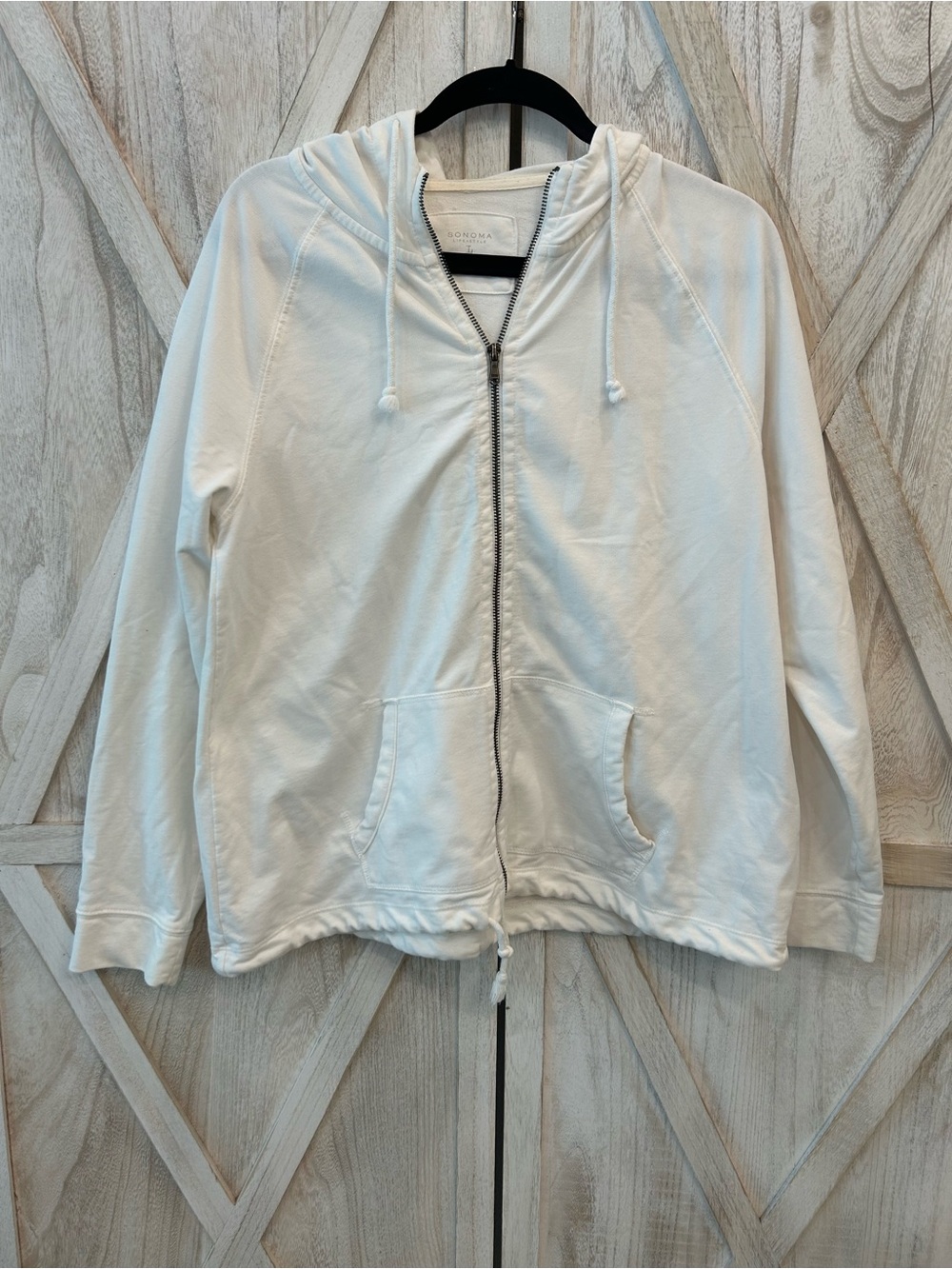 Sonoma White Full-Zip Hooded Utility Jacket